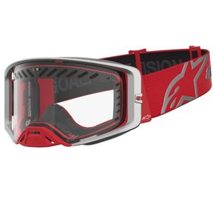 Alpinestars Supertech Dura Air Fluid Motocross-Brille in Rot-Silber mit klarem Plexiglas