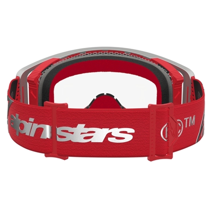 Alpinestars Supertech Dura Air Fluid Motocross-Brille in Rot-Silber mit klarem Plexiglas