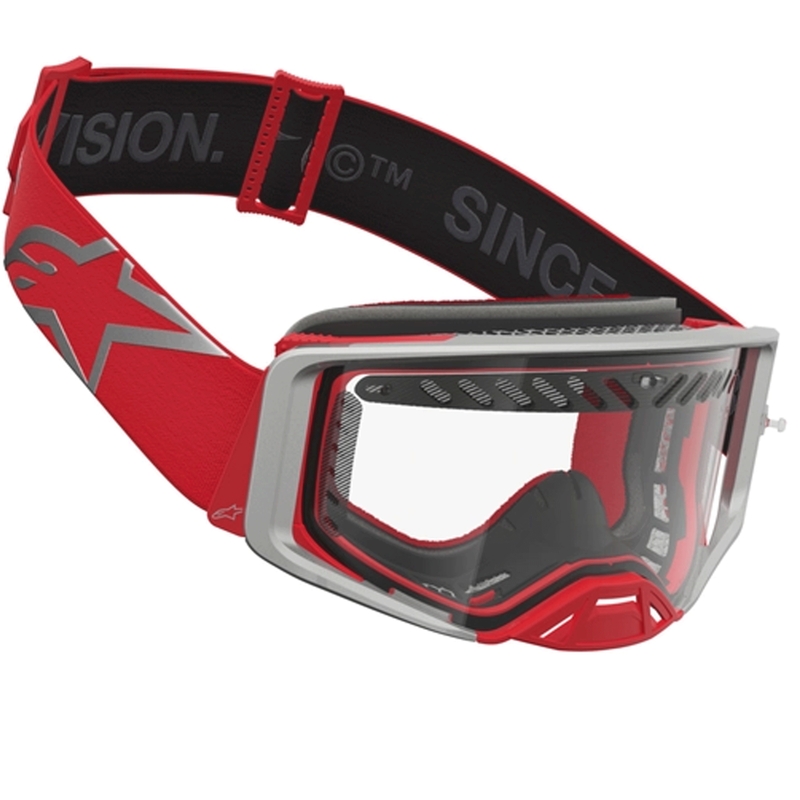Alpinestars Supertech Dura Air Fluid Motocross-Brille in Rot-Silber mit klarem Plexiglas
