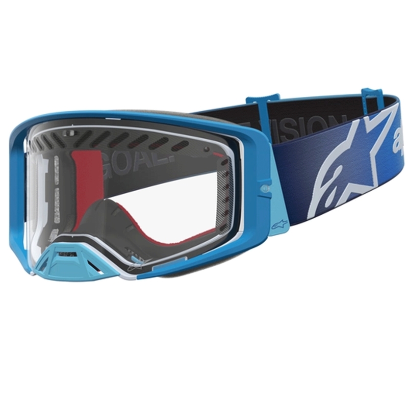 Alpinestars Supertech Dura Air Fluid blau-silberne Motocross-Brille mit klarem Plexiglas