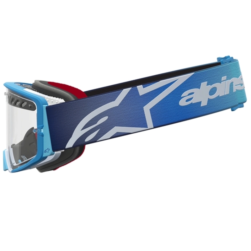 Alpinestars Supertech Dura Air Fluid blau-silberne Motocross-Brille mit klarem Plexiglas