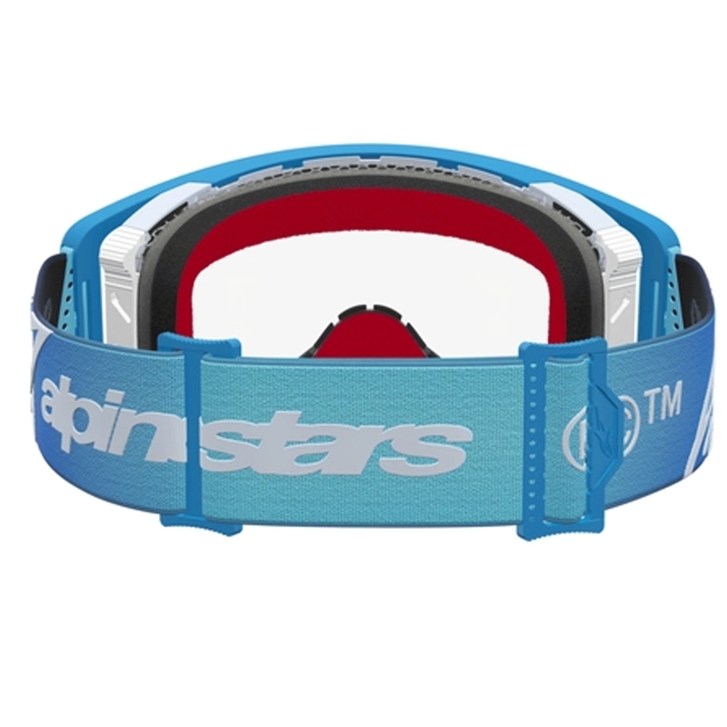 Alpinestars Supertech Dura Air Fluid blau-silberne Motocross-Brille mit klarem Plexiglas