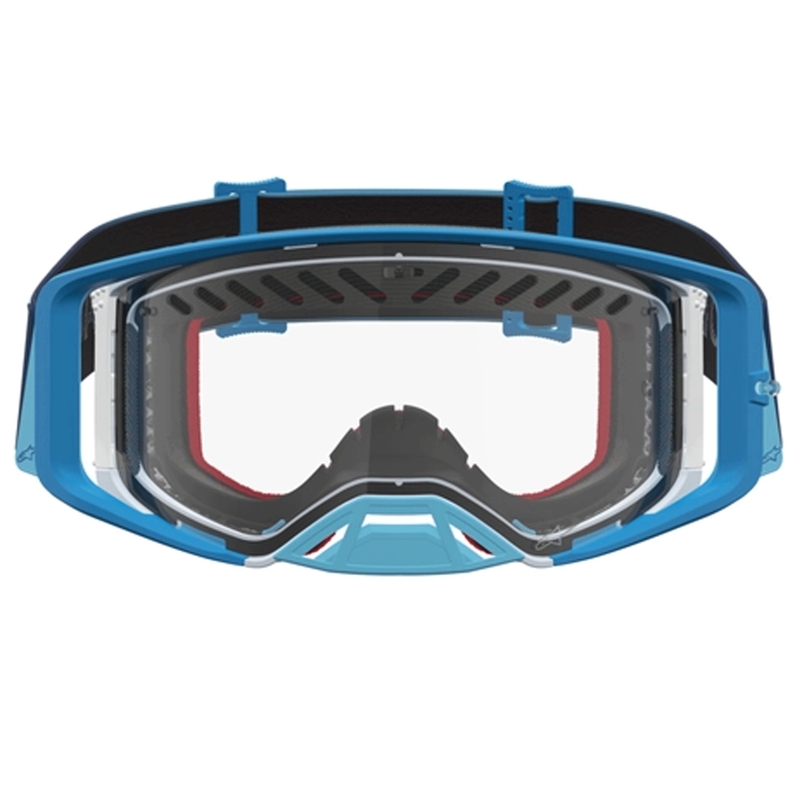 Alpinestars Supertech Dura Air Fluid blau-silberne Motocross-Brille mit klarem Plexiglas
