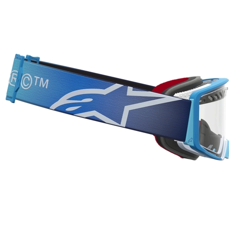 Alpinestars Supertech Dura Air Fluid blau-silberne Motocross-Brille mit klarem Plexiglas