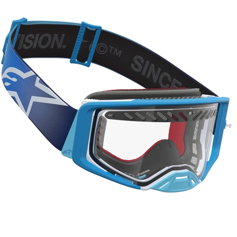 Alpinestars Supertech Dura Air Fluid blau-silberne Motocross-Brille mit klarem Plexiglas