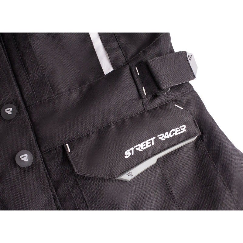 Damen-Motorradjacke Street Racer Hilax schwarz-hellgrau