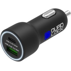 Quad Lock® 48W USB-C PD + USB-A QC 3.0 Kfz-Ladegerät Schwarz