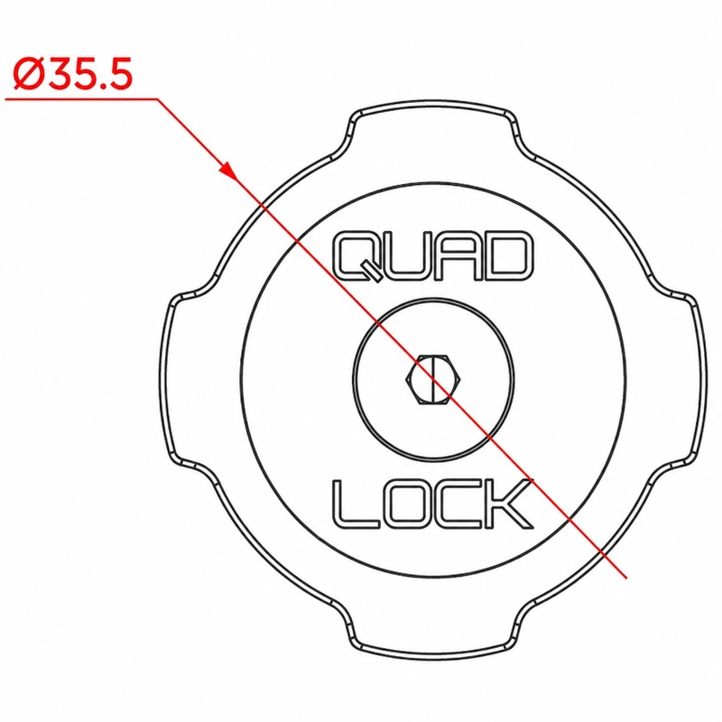 Quad Lock® Auto - Kugelkopfkappenadapter schwarz