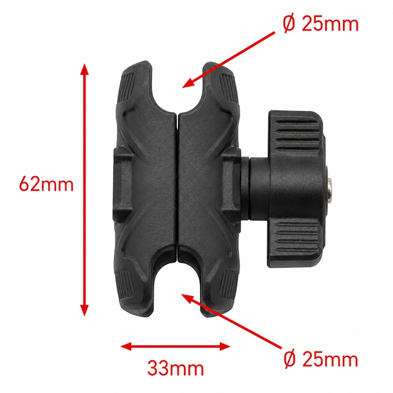 MotoZem Claw PRO Antivibrationshalterung mit kabellosem Ladegerät und USB-C-Anschluss, schwarz