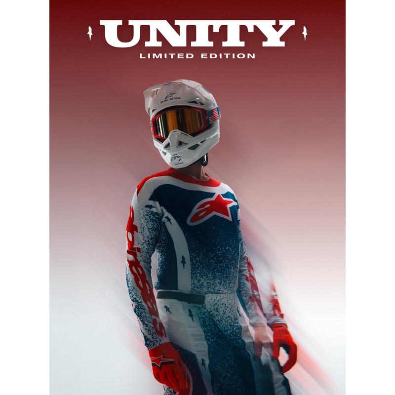 Alpinestars Techstar Unity Motocross-Trikot in limitierter Auflage, rot-weiß-blau