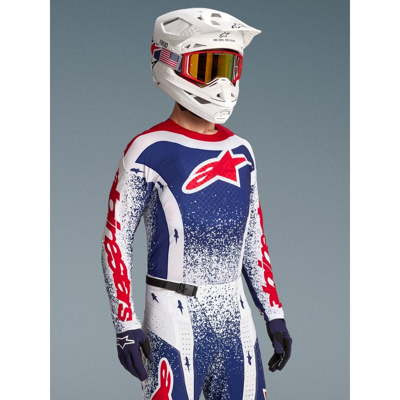Alpinestars Techstar Unity Motocross-Trikot in limitierter Auflage, rot-weiß-blau