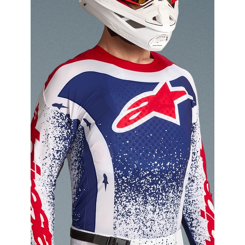 Alpinestars Techstar Unity Motocross-Trikot in limitierter Auflage, rot-weiß-blau