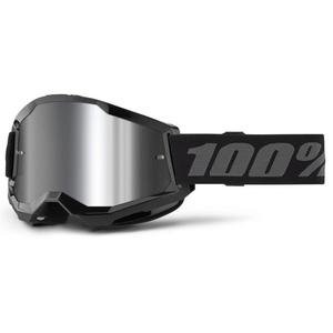 Motocrossbrille 100% STRATA 2 Neu schwarz (Plexiglas silber)