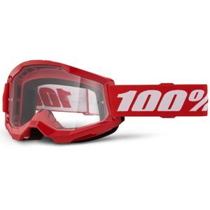 Motocross-Brille 100 % STRATA 2 New Red (Klares Plexiglas)
