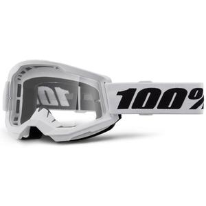 Motocrossbrille 100% STRATA 2 Neu weiß (klares Plexiglas)