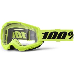 Motocrossbrille 100% STRATA 2 Neu fluo gelb (klares Plexiglas)