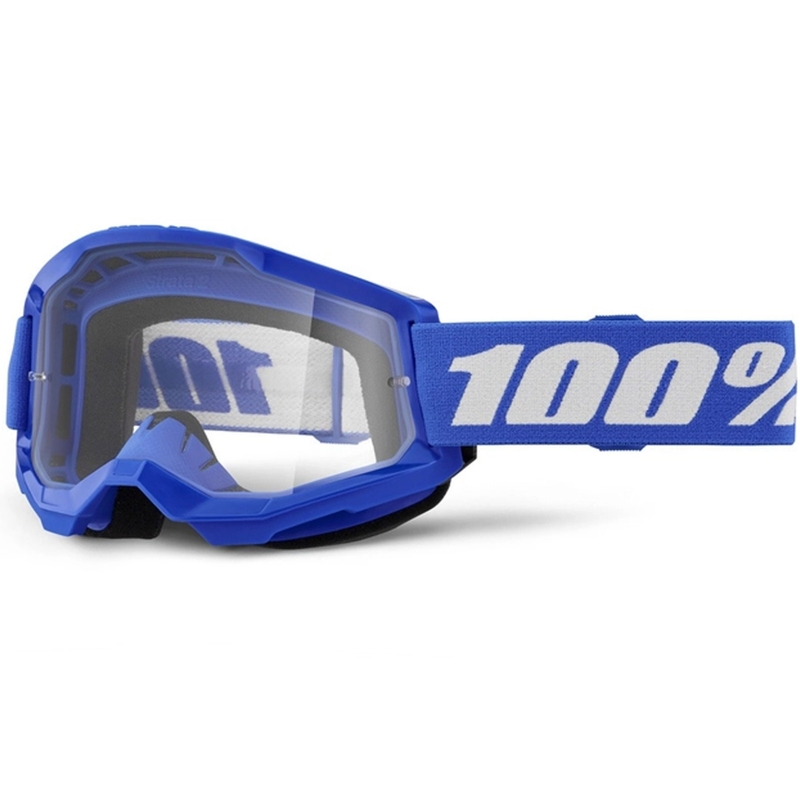 Motocross-Brille 100 % STRATA 2 New Blue (Klares Plexiglas)
