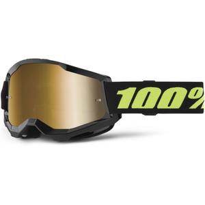 Motocrossbrille 100% STRATA 2 Neu Solar schwarz (gold plexi)