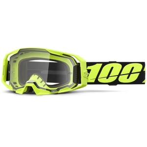 Motocross-Brille 100 % ARmatic Neongelb mit klarem Plexiglas