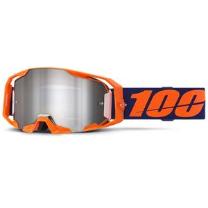 Motocross-Brille 100 % ARmatic Neon Orange mit silbernem Spiegelplexiglas