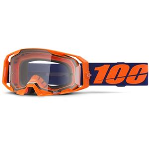 Motocross-Brille 100 % ARmatic Neon Orange mit klarem Plexiglas