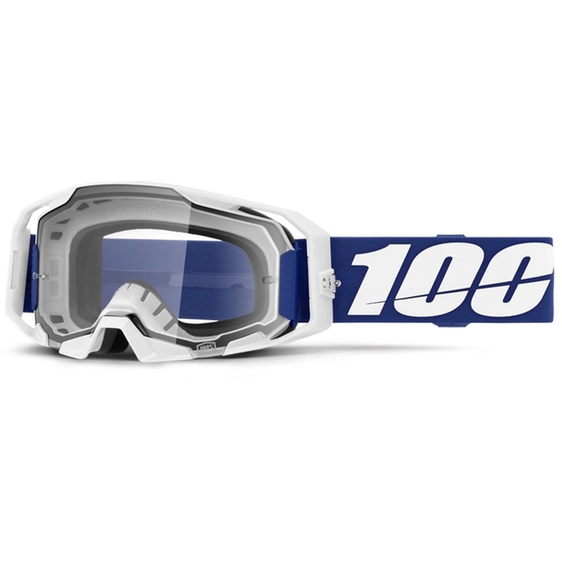 Motocross-Brille 100 % ARmatic blau mit klarem Plexiglas