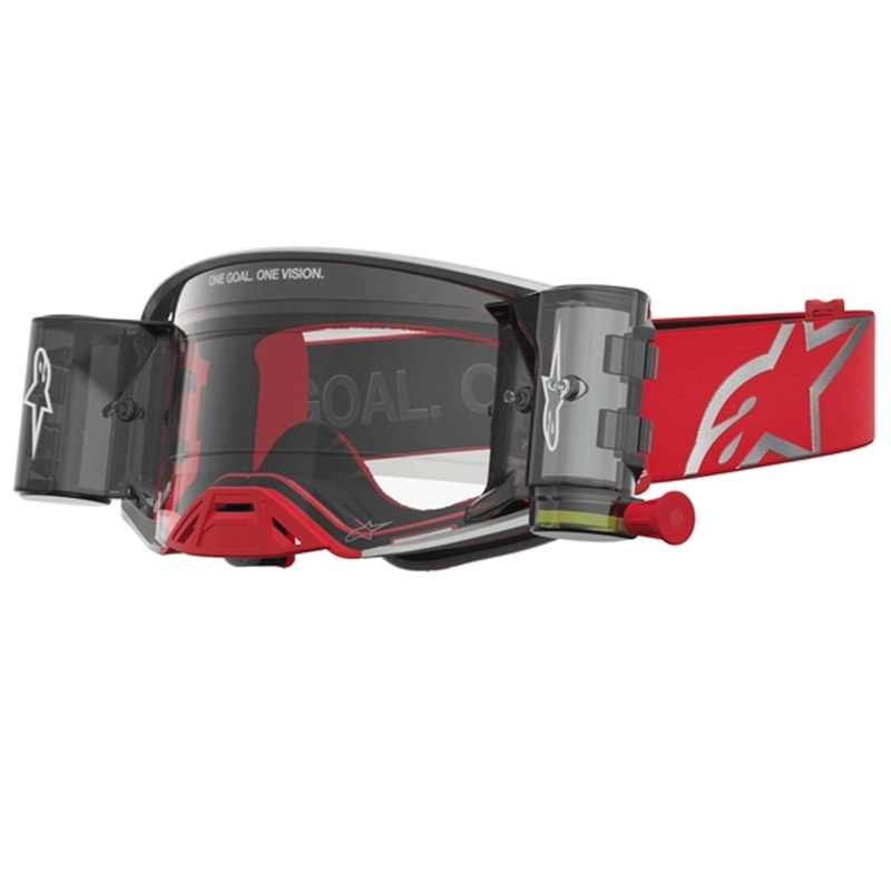 Alpinestars Supertech Firma rot-silberne Motocross-Brille mit klarem Plexiglas