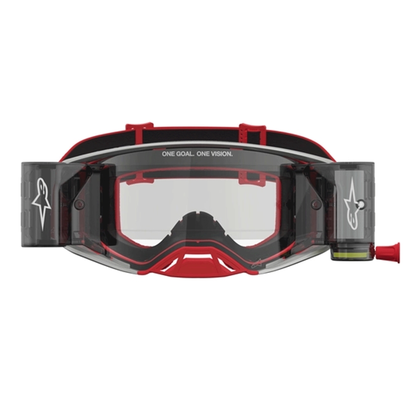 Alpinestars Supertech Firma rot-silberne Motocross-Brille mit klarem Plexiglas