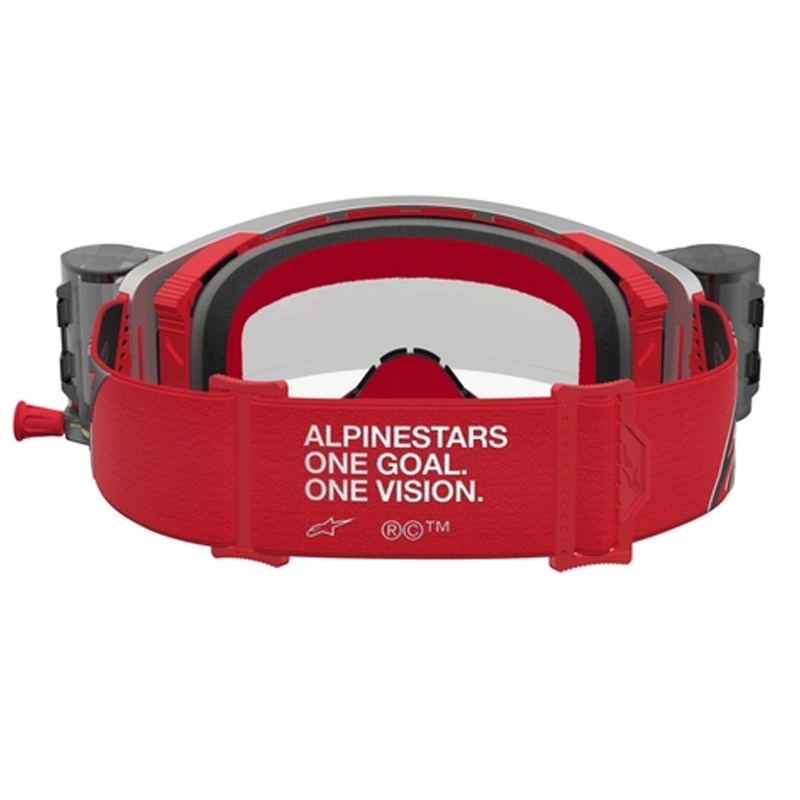 Alpinestars Supertech Firma rot-silberne Motocross-Brille mit klarem Plexiglas