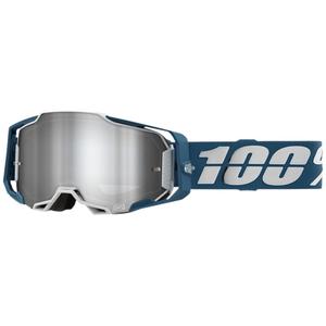 Motocrossbrille 100% ARMEGA Albar grau-blau (silbernes Plexiglas)