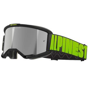 Motocross-Brille Alpinestars Vision 5 Hollow grau-fluo gelb mit verspiegeltem silbernem Plexiglas