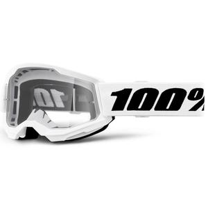 Kinder-Motocross-Brille, 100 % STRATA 2, weißes, klares Plexiglas