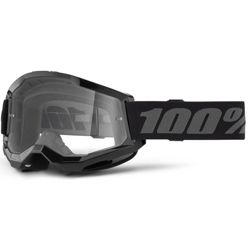 Kinder-Motocross-Brille 100 % STRATA 2 Schwarz (Klares Plexiglas)