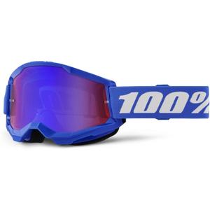 Kinder-Motocross-Brille, 100 % STRATA 2, blau-rot-blaues Plexiglas