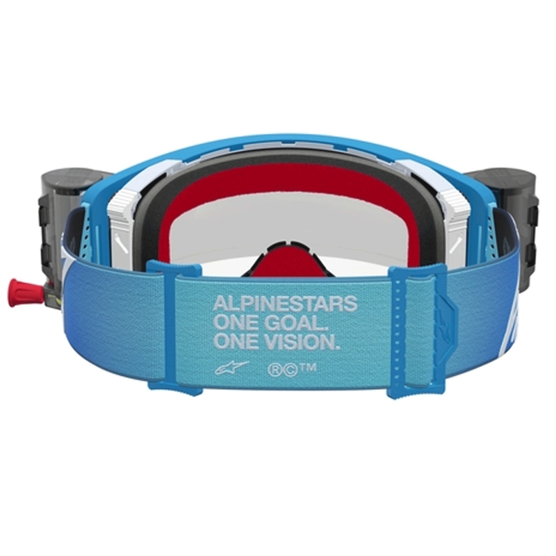 Alpinestars Supertech ROLL-OFF Motocross-Brille blau-silber mit klarem Plexiglas