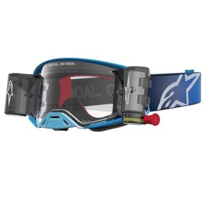 Alpinestars Supertech ROLL-OFF Motocross-Brille blau-silber mit klarem Plexiglas
