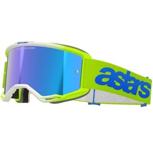 Motocross-Brille Alpinestars Vision 5 Blaze fluo gelb-blau mit spiegelblauem Plexiglas