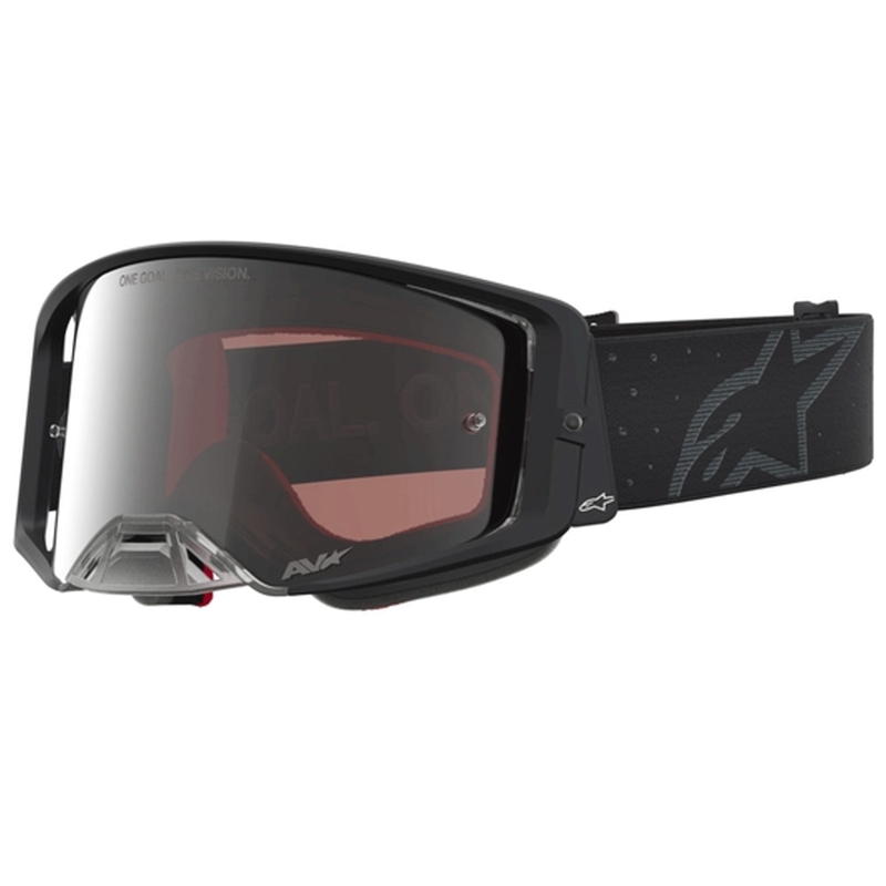 Alpinestars Supertech Cloak Motocross-Brille, schwarz mit verspiegeltem silbernem Plexiglas