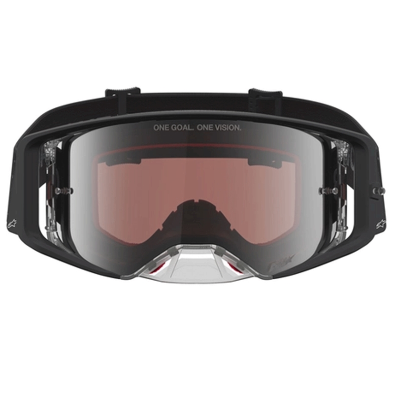 Alpinestars Supertech Cloak Motocross-Brille, schwarz mit verspiegeltem silbernem Plexiglas