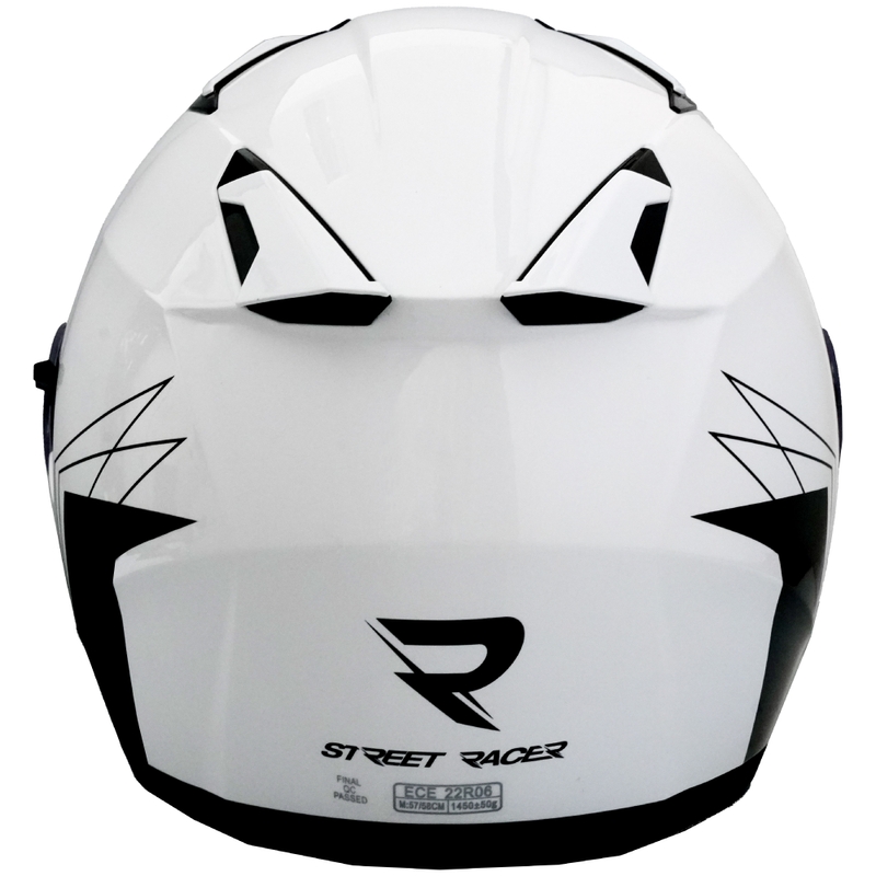 Offener Motorradhelm Street Racer Sonic, glänzend weiß-schwarz - II. Qualität