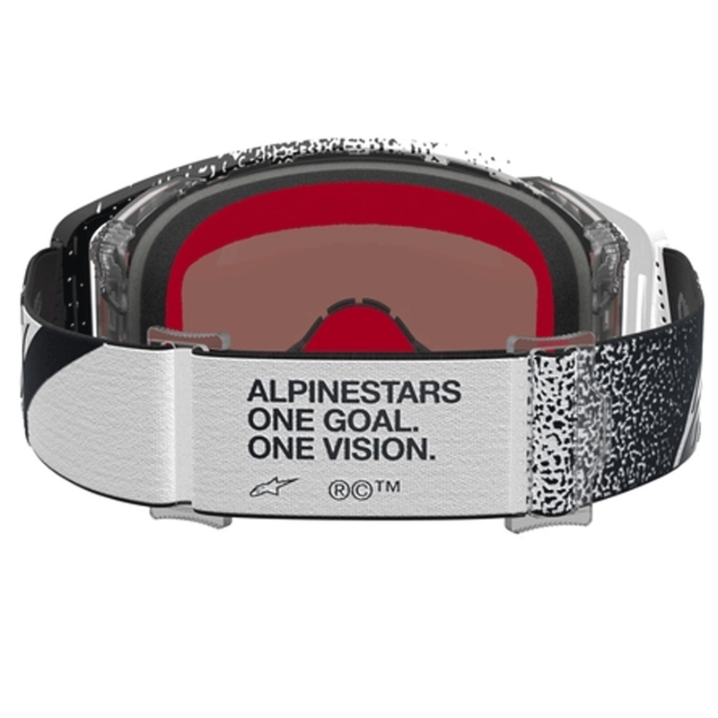 Alpinestars Supertech Motocross-Brille, weiß-schwarz mit verspiegeltem silbernem Plexiglas