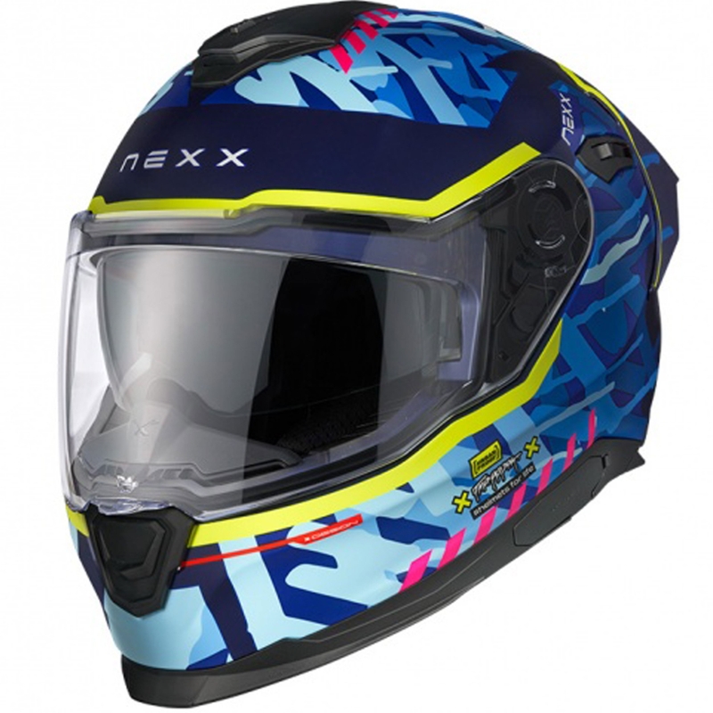 Integrierter Motorradhelm Nexx Y.100R Urbangram dunkelblau Ausverkauf - II. Qualität