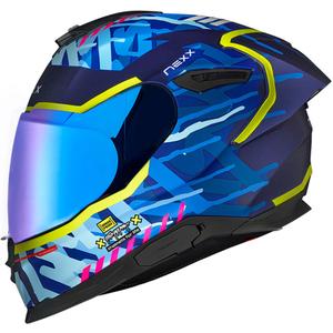 Integrierter Motorradhelm Nexx Y.100R Urbangram dunkelblau Ausverkauf - II. Qualität
