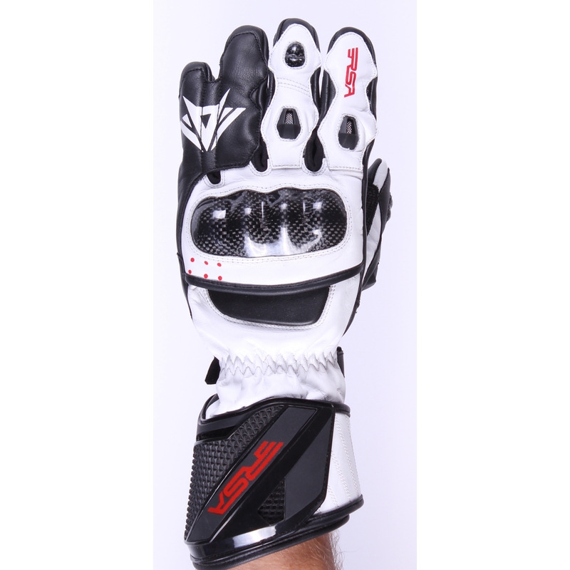 Motorradhandschuhe RSA Supreme schwarz und weiß Ausverkauf
