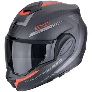 Klappbarer Motorradhelm Scorpion EXO-TECH EVO CARBON COSY mattschwarz-rot - II. Qualität