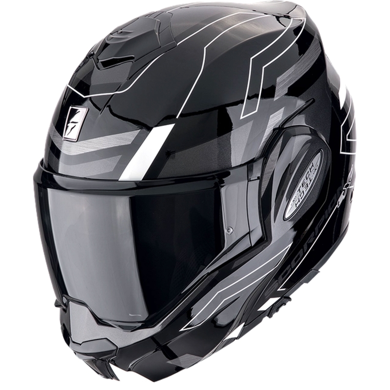 Klappbarer Motorradhelm Scorpion EXO-TECH EVO CONQUER schwarz-weiß - II. Qualität