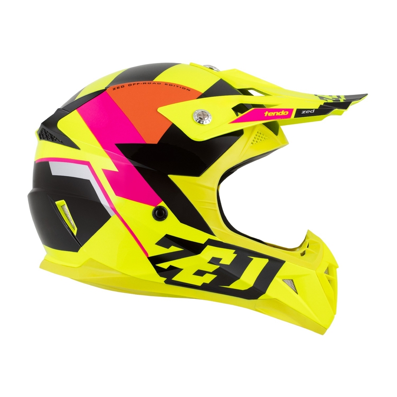 Kinder-Motocross-Helm ZED X1.9 Tendo fluo gelb-rosa-orange-schwarz - II. Qualität