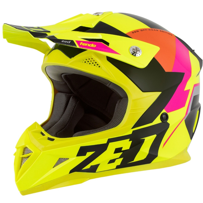 Kinder-Motocross-Helm ZED X1.9 Tendo fluo gelb-rosa-orange-schwarz - II. Qualität