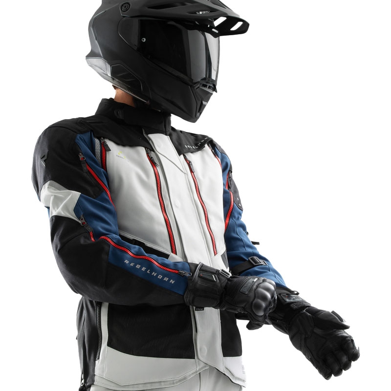 Motorradjacke Rebelhorn Hardy 3.0 blau-grau-rot 2 - II. Qualität