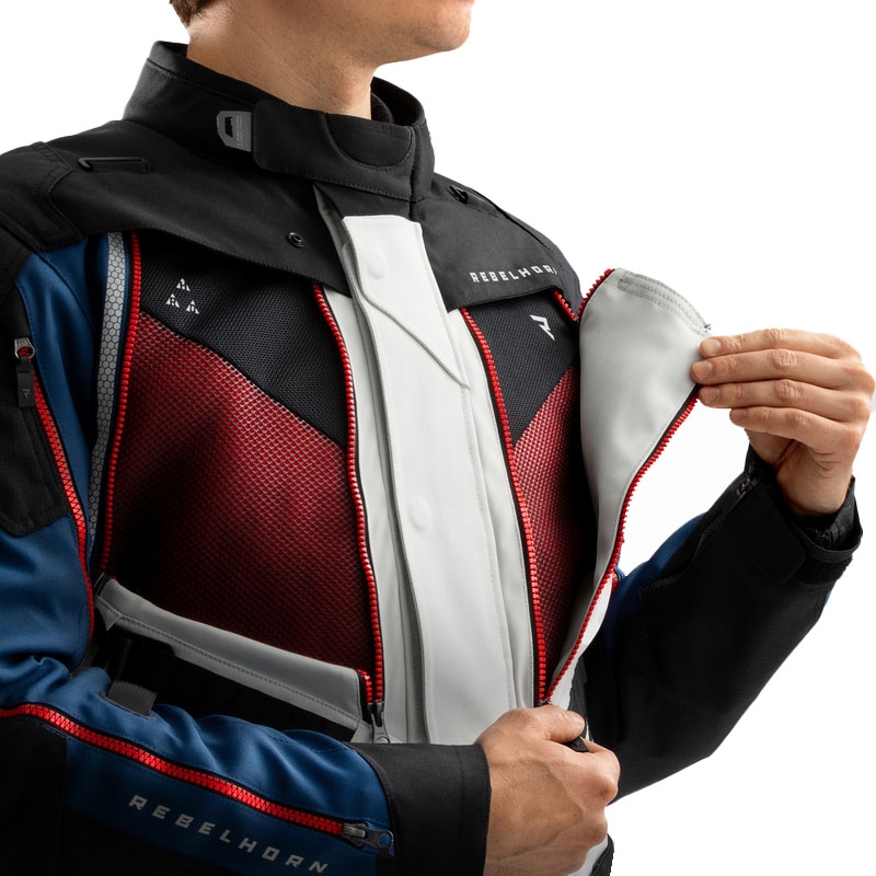 Motorradjacke Rebelhorn Hardy 3.0 blau-grau-rot 2 - II. Qualität